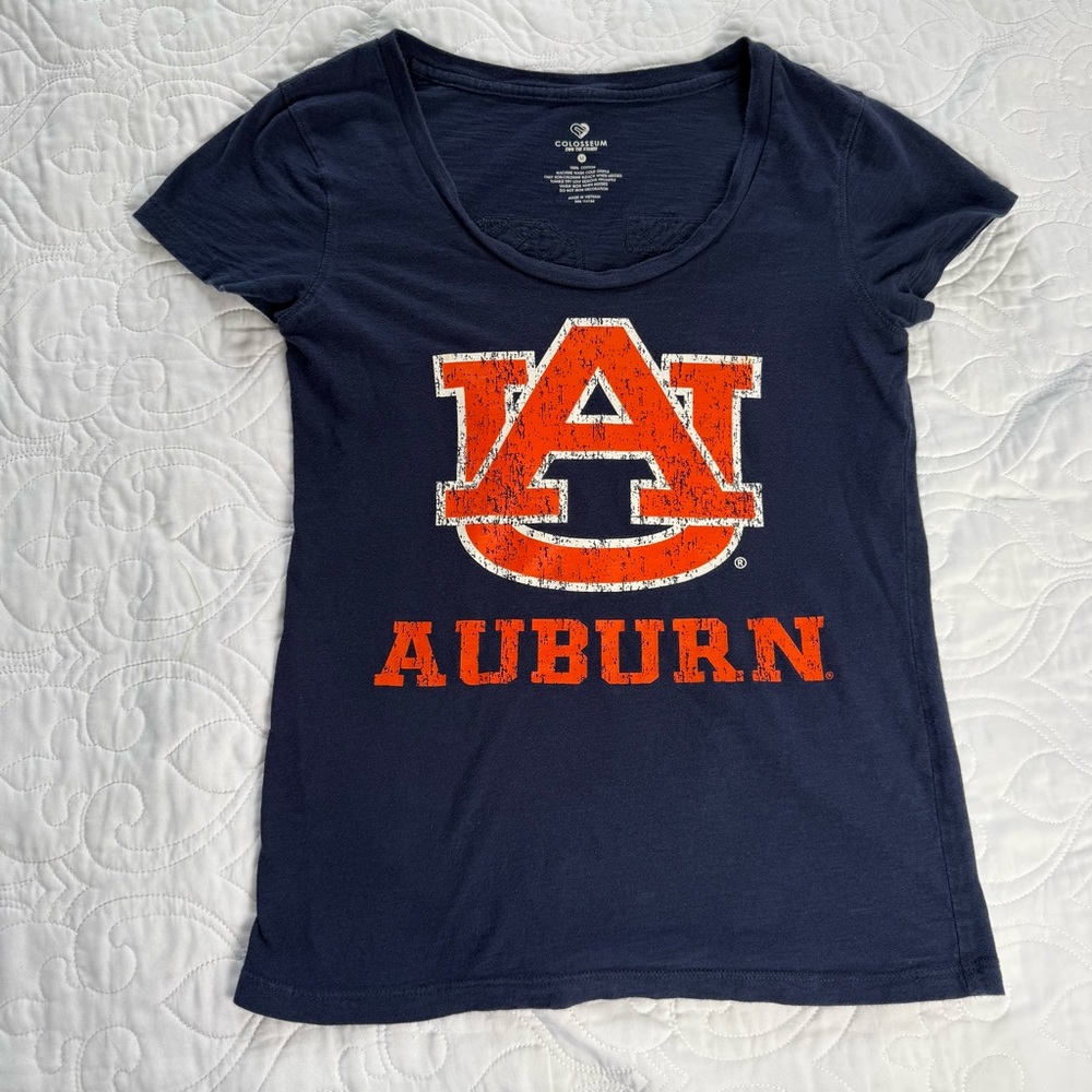 Auburn University Tigers 100% Cotton Navy Orange College T-Shirt Women's Med EUC